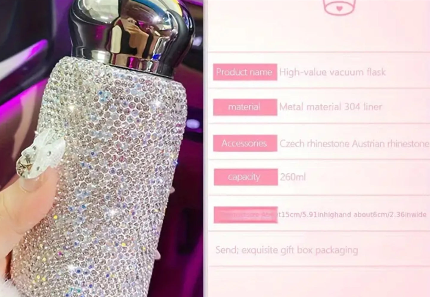 Diamond encrusted sparkle water bottle exclamation!