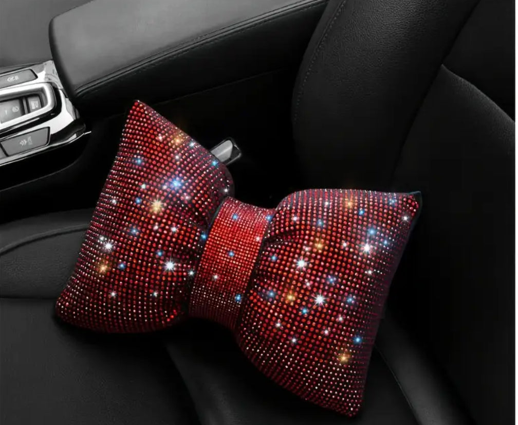 Stunning rhinestone bling backrest pillow for cars.