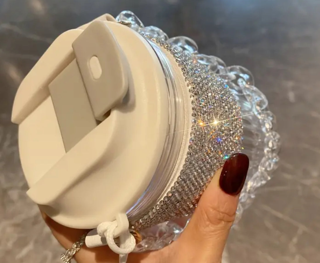 Luxury Bracelet Cup With White Rhinestones.