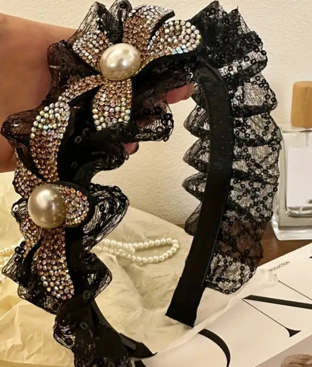 Diamond sparkle flower headband
