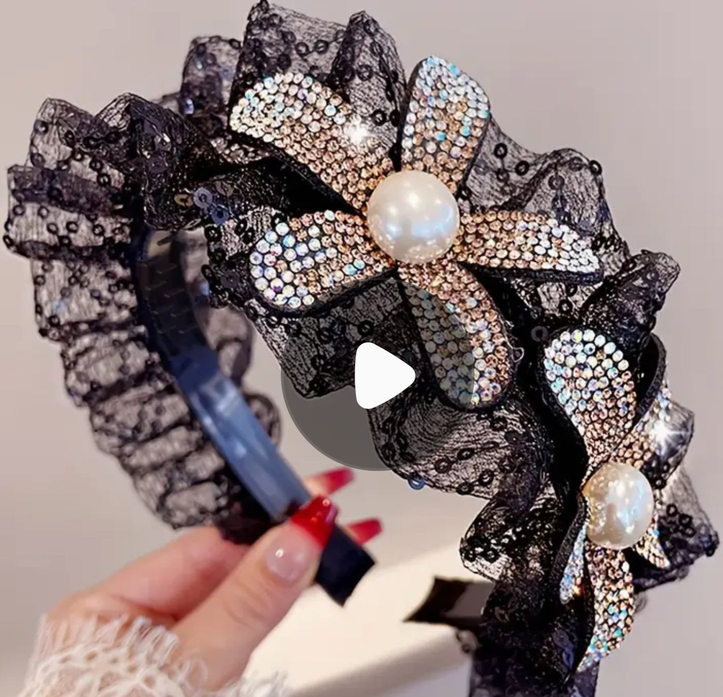 Diamond sparkle flower headband