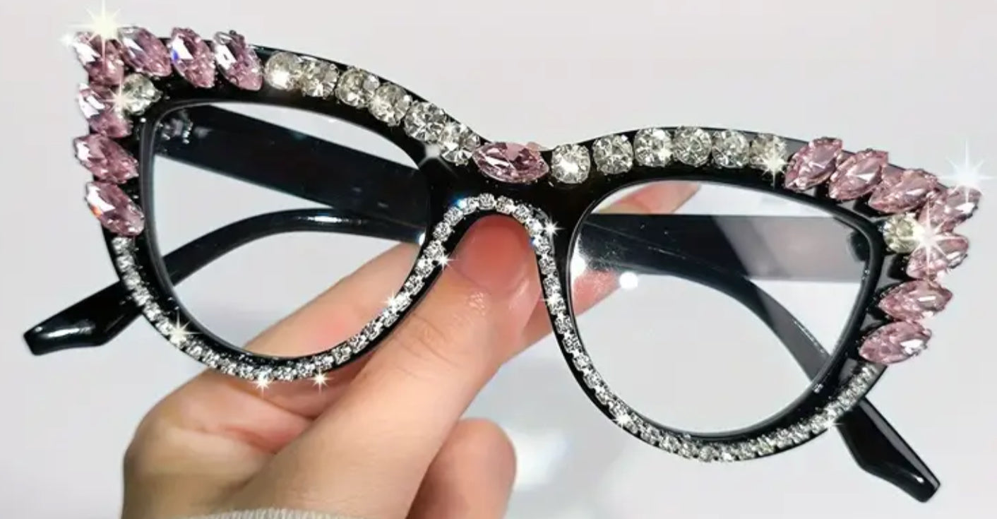 Diamond sparkle reading glasses cat eye! Meow!
