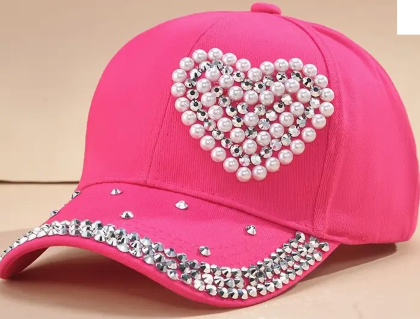 Sparkling rhinestone and pearl hot pink ball cap!