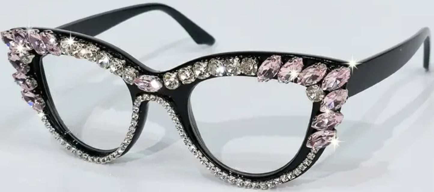 Diamond sparkle reading glasses cat eye! Meow!