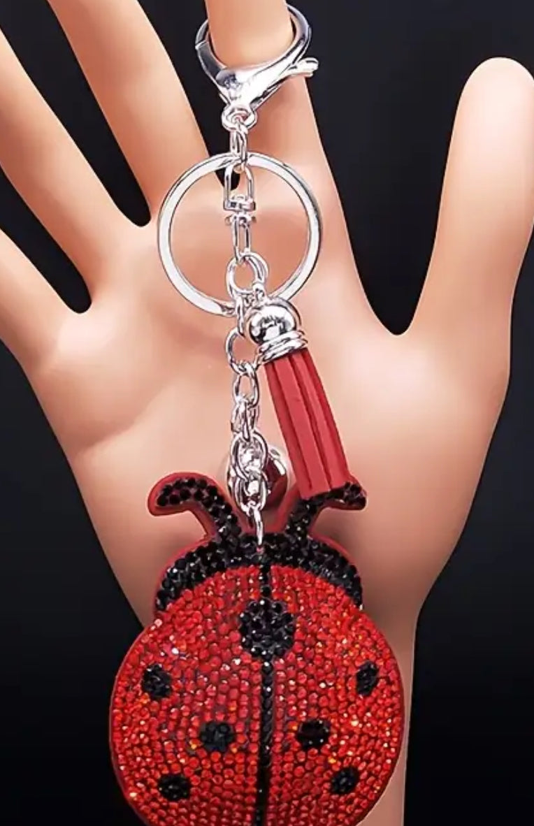Ladybug rhinestone keychain.