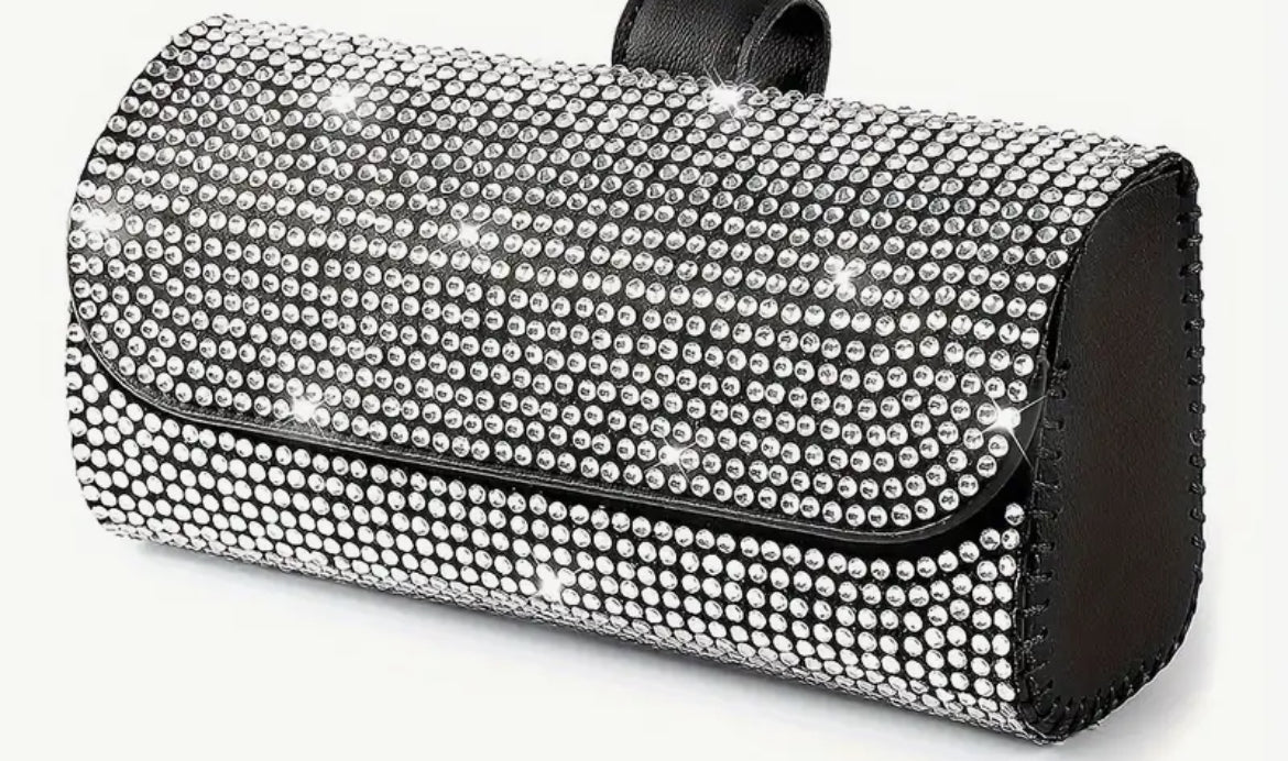 Diamond sparkle, eyeglass, sunglass holder for cars.