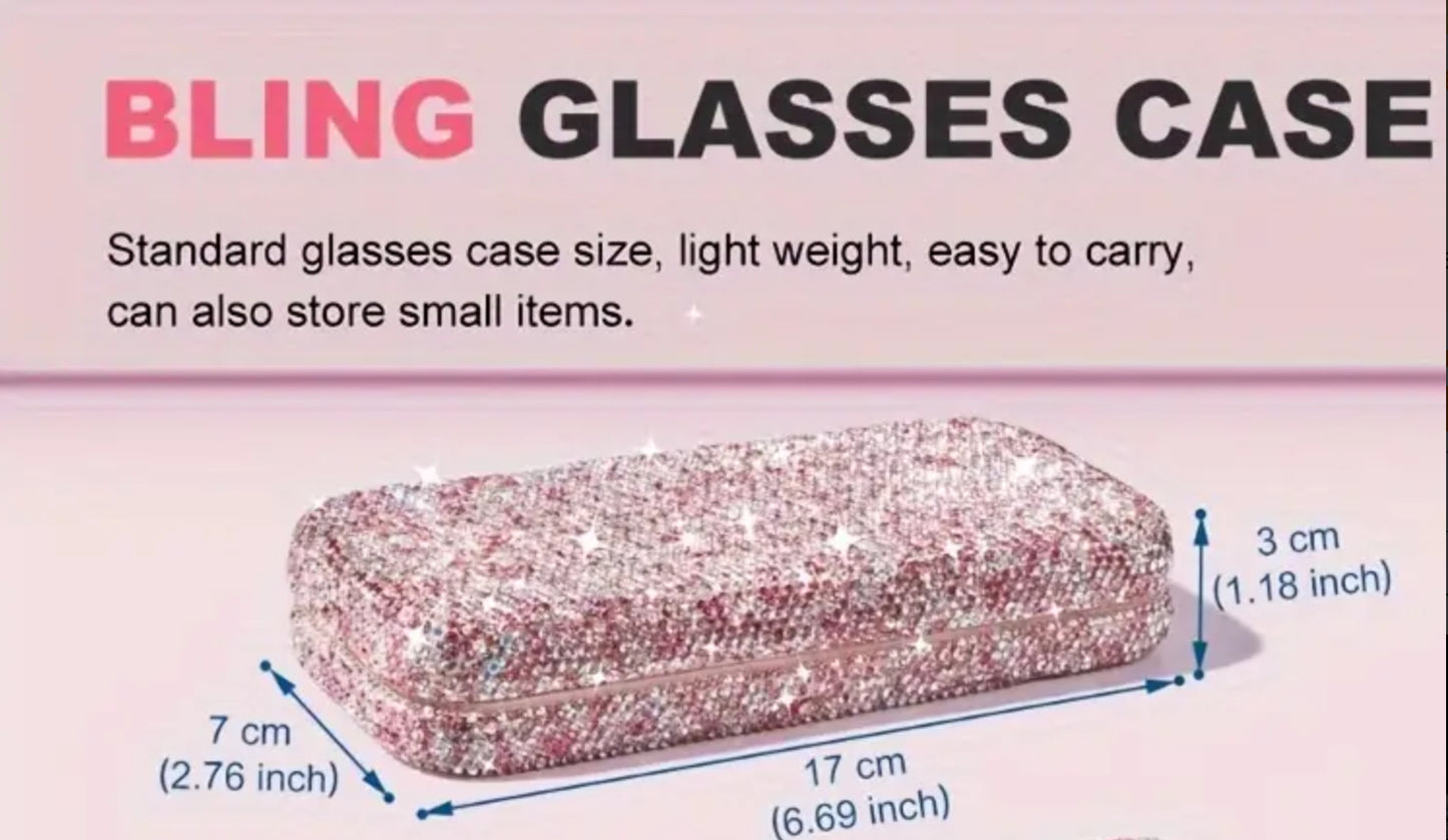 Diamond sparkle hinged eyeglass case.