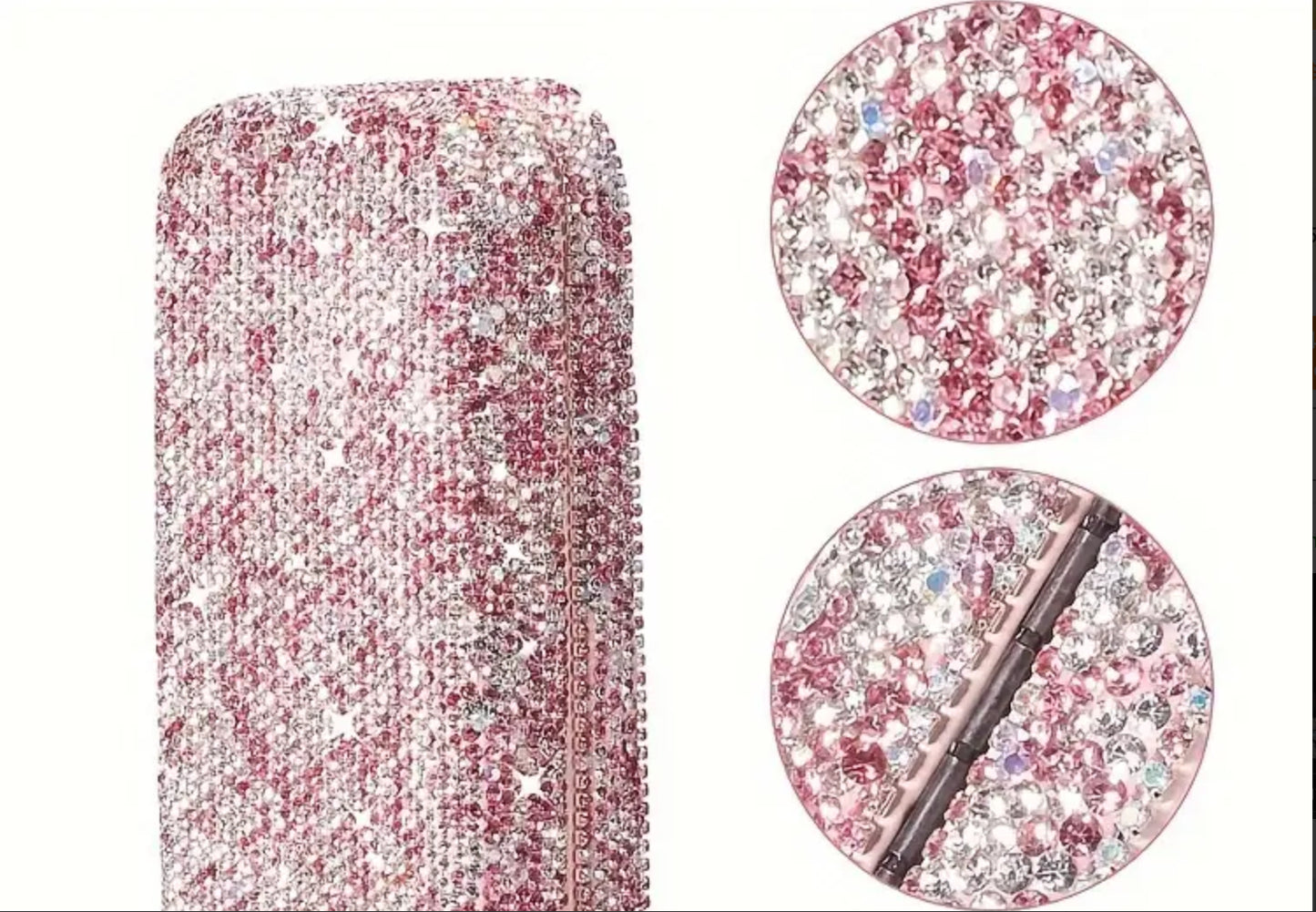 Diamond sparkle hinged eyeglass case.
