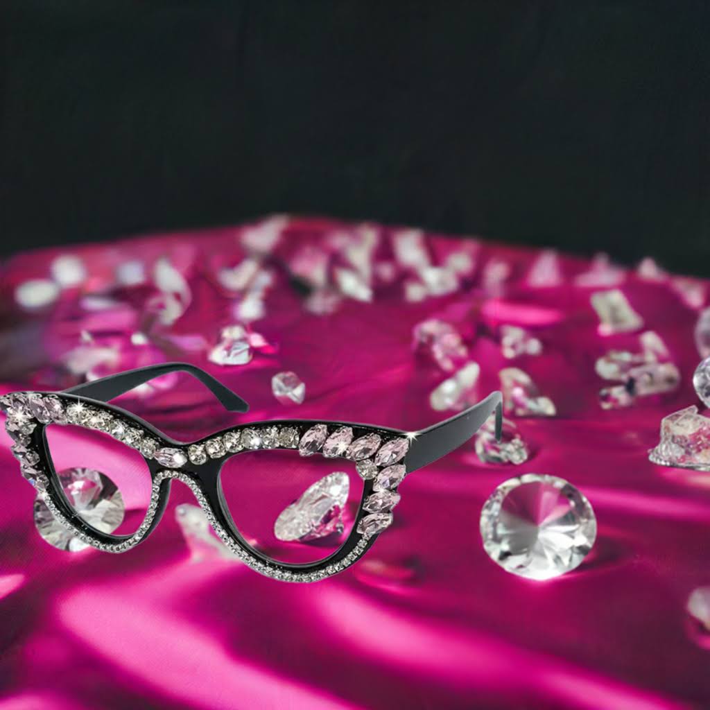 Diamond sparkle reading glasses cat eye! Meow!