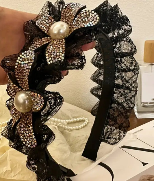 Diamond sparkle flower headband
