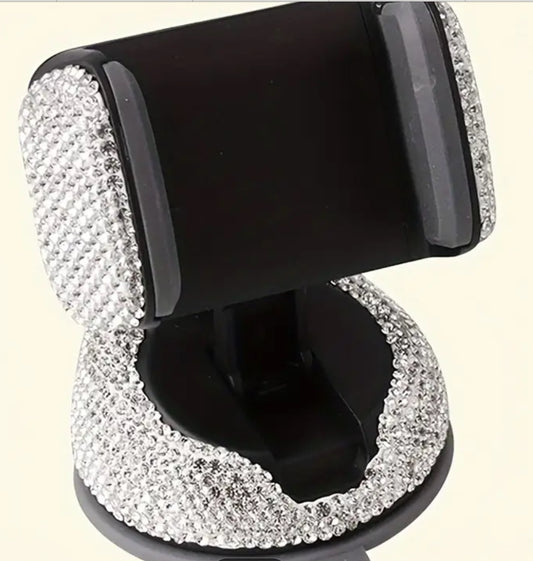Rhinestone Car Phone Holder, Rotating Glitter Design, Car Phone Mount.