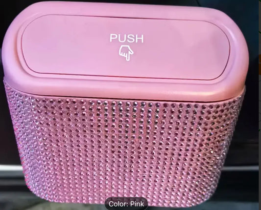 Car Garbage Can with Diamond Embellishment, Multi-Functional Large Capacity Storage Bin for Umbrella and Accessories!