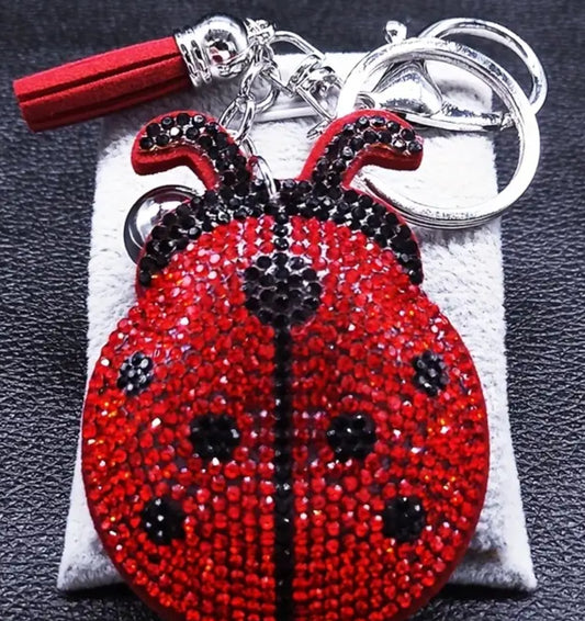 Ladybug rhinestone keychain.