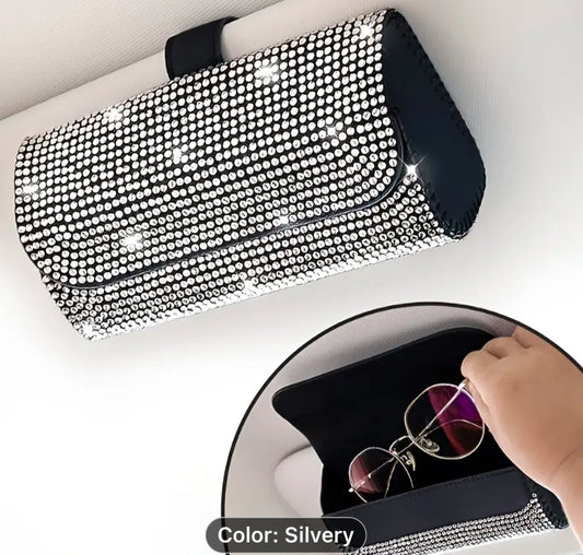 Diamond sparkle, eyeglass, sunglass holder for cars.